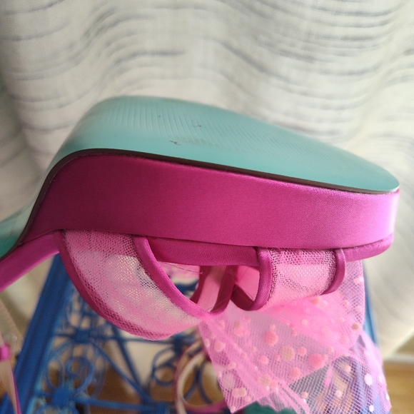 Betsey Johnson Hot Pink Tulle Bow Slingback Heels peep toe - Picture 12 of 16